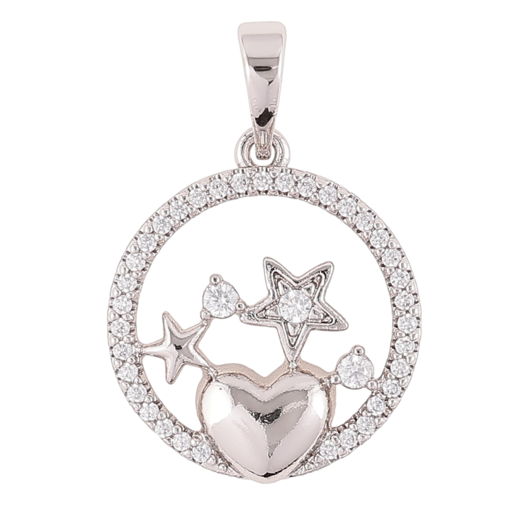 Кулон Xuping Родий Колечко циркония с сердечком и звездами для цепочки до 6мм фото №19