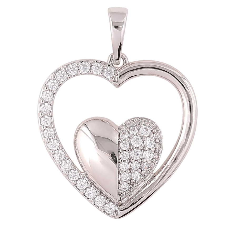 Кулон Xuping Родій «Сердечко з цирконієм» для ланцюжка до 6мм фото №1