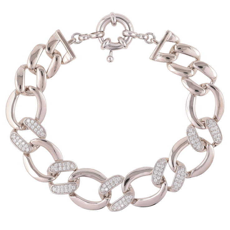 Браслет Xuping Родий Звенья цепочки с цирконием размер 19см х 12-14мм фото №10