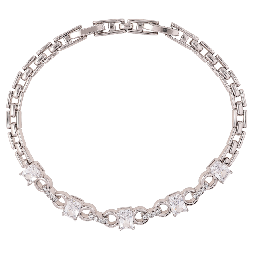 Браслет Xuping Родий Декоративный узор с фианитами размер с доп. замком 17,19см х 4мм фото №1