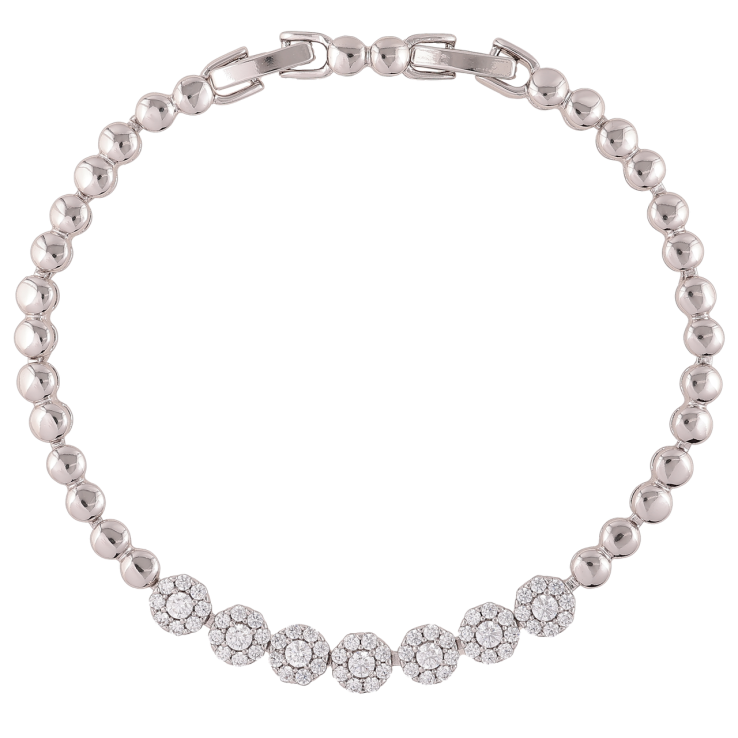 Браслет Xuping Родий Узор с цирконием размер с доп. замком 17.5,19.5см х 4мм фото №16