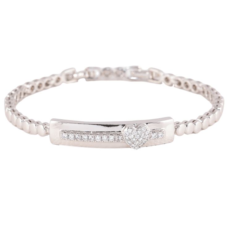 Браслет Xuping Родий Дорожка циркония с сердечком размер с доп. замком 17,19см х 3мм фото №13