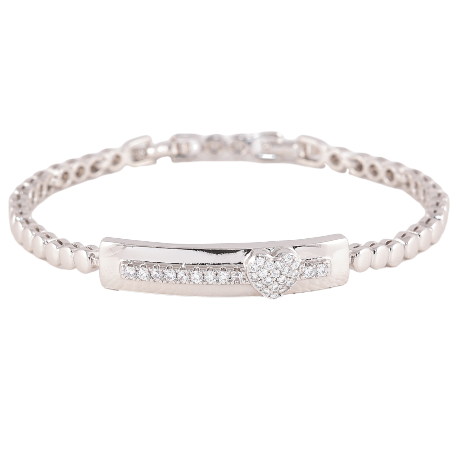 Браслет Xuping Родий Дорожка циркония с сердечком размер с доп. замком 17,19см х 3мм фото №1