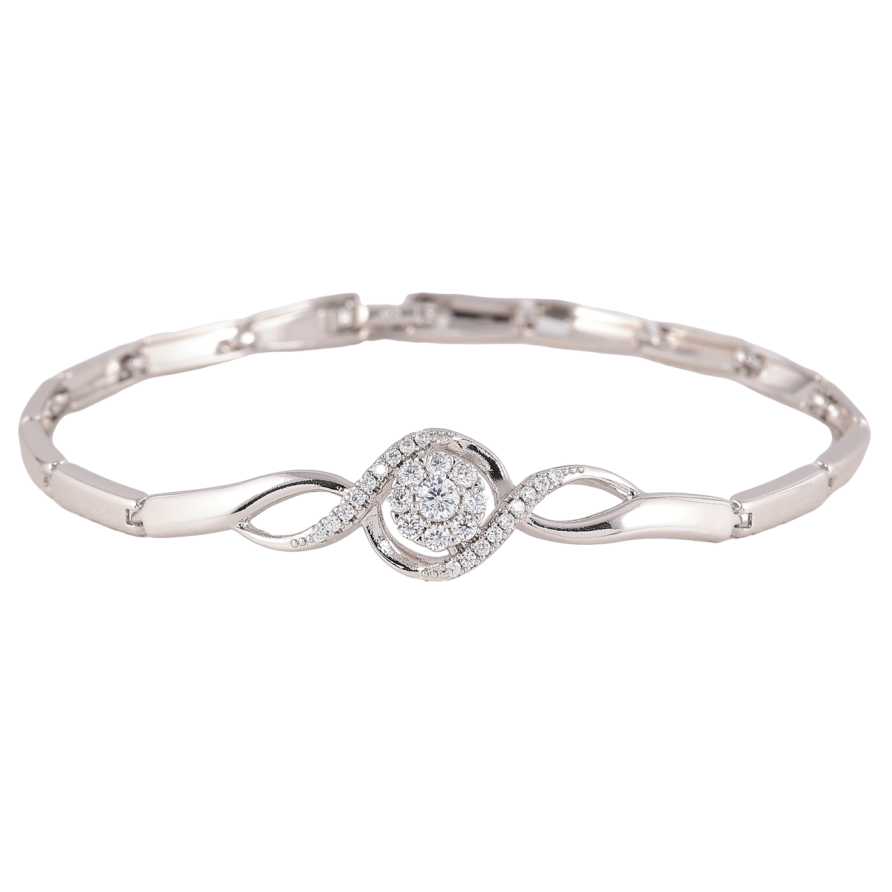 Браслет Xuping Родий Узор с цирконием размер 19см х 3мм фото №1