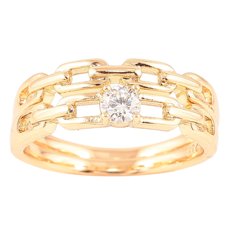 Кольцо Xuping Позолота 18K Двойное, узор цепочка с кристаллом фото №15