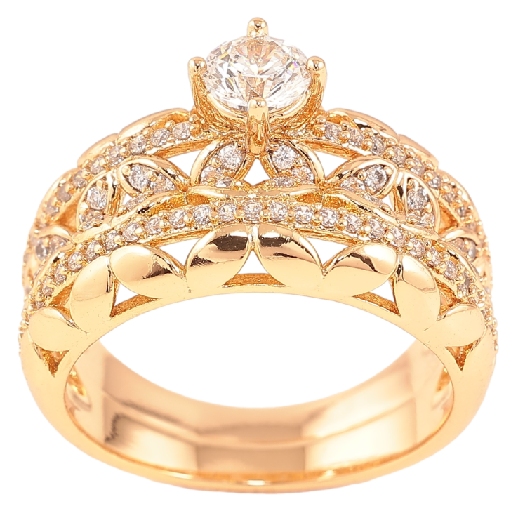 Кольцо Xuping Позолота 18K Двойное с инкрустацией цирконием фото №14