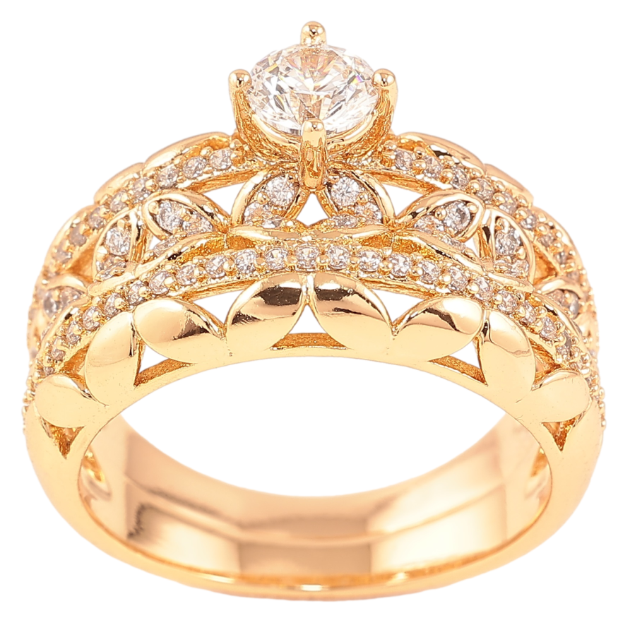 Кольцо Xuping Позолота 18K Двойное с инкрустацией цирконием фото №1