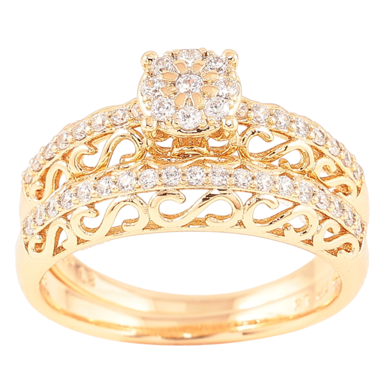 Кольцо Xuping Позолота 18K Двойное, резной узор с цирконием фото №21