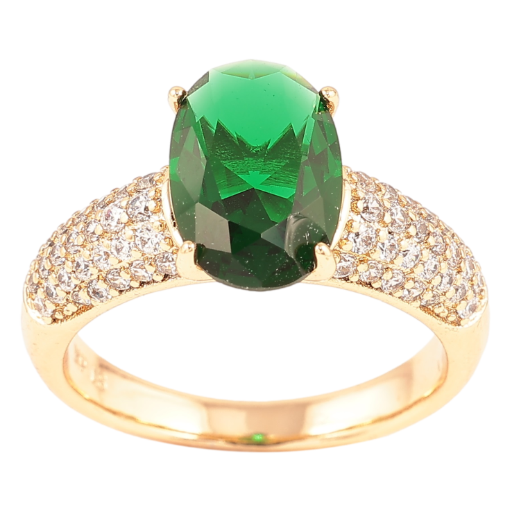 Кольцо Xuping Позолота 18K Инкрустация цирконием с зеленым фианитом фото №13