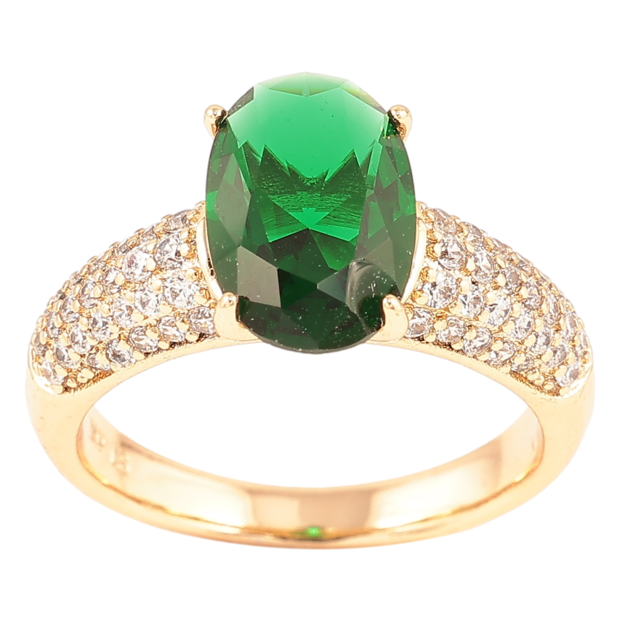 Кольцо Xuping Позолота 18K Инкрустация цирконием с зеленым фианитом фото №1