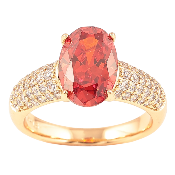 Кольцо Xuping Позолота 18K Инкрустация цирконием с красным фианитом фото №10