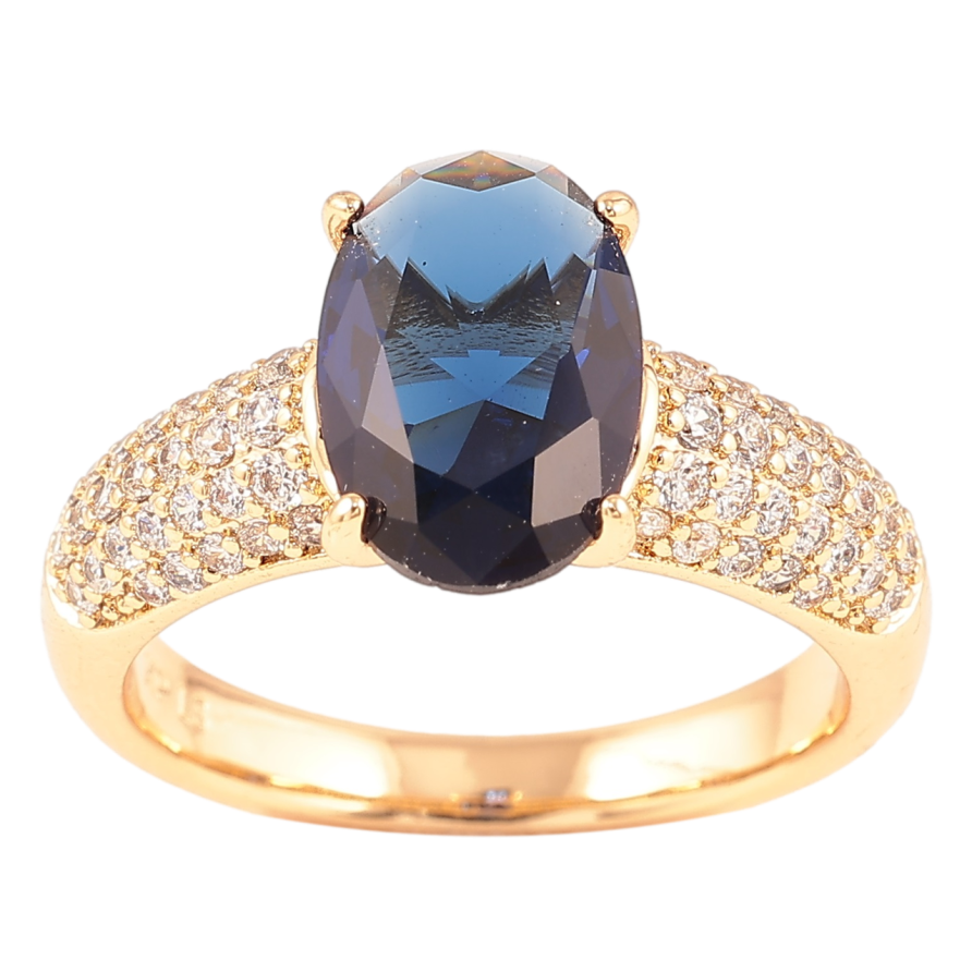 Кольцо Xuping Позолота 18K Инкрустация цирконием с синим фианитом фото №1