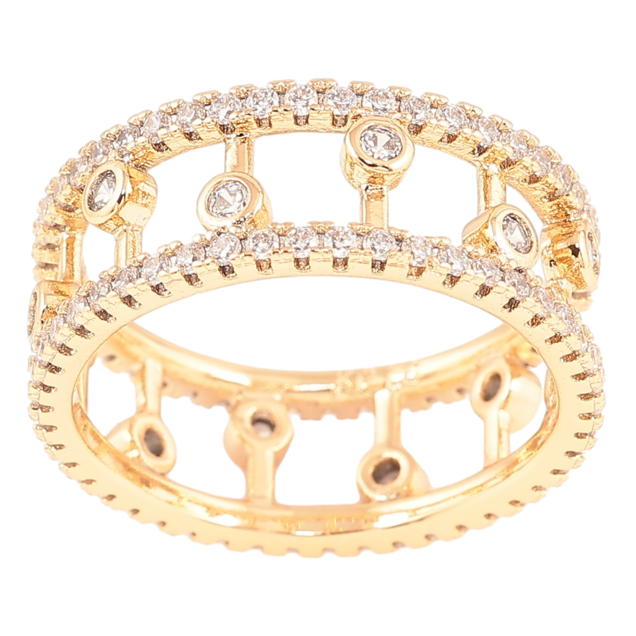 Кольцо Xuping Позолота 18K Инкрустация цирконием, шир. 8мм фото №1