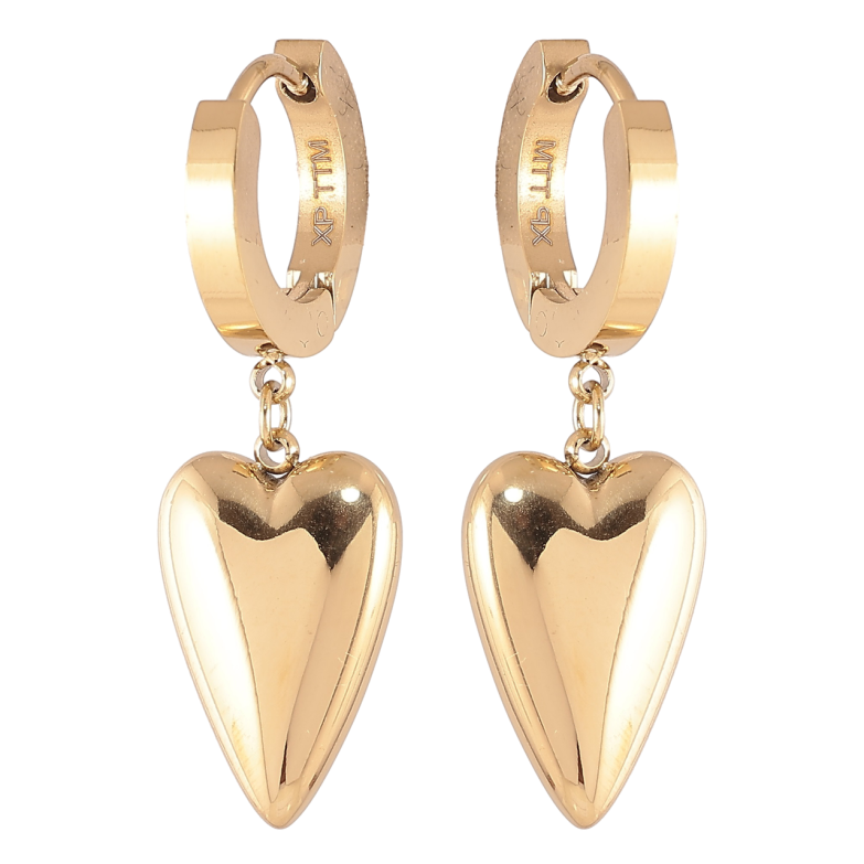 Сережки Xuping TTM Stainless Steel колір 14К підвіски на колечках «Сердечка» фото №12