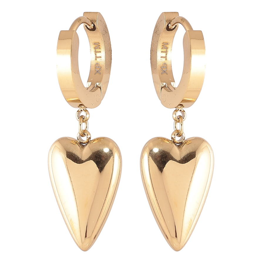 Серьги Xuping TTM Stainless Steel цвет 14К подвески на колечках Сердечки фото №1
