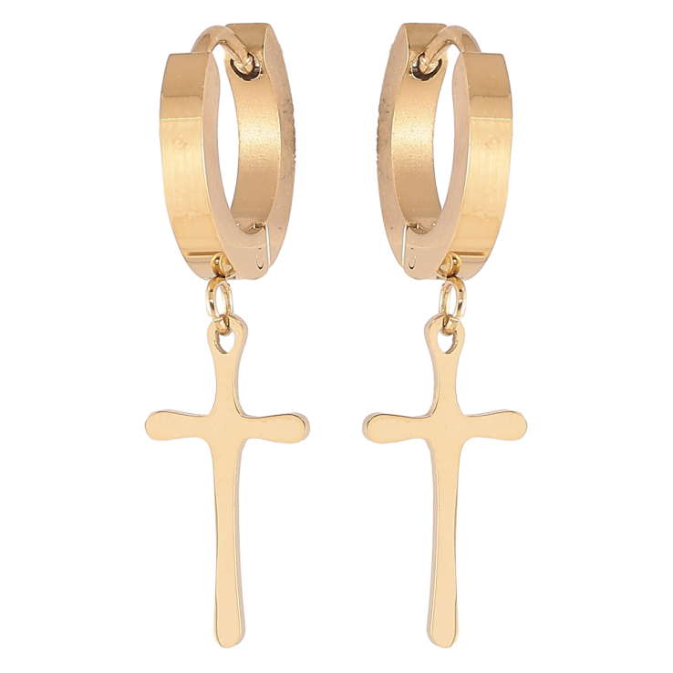 Серьги Xuping TTM Stainless Steel цвет 14К подвески на колечках Крестики фото №23