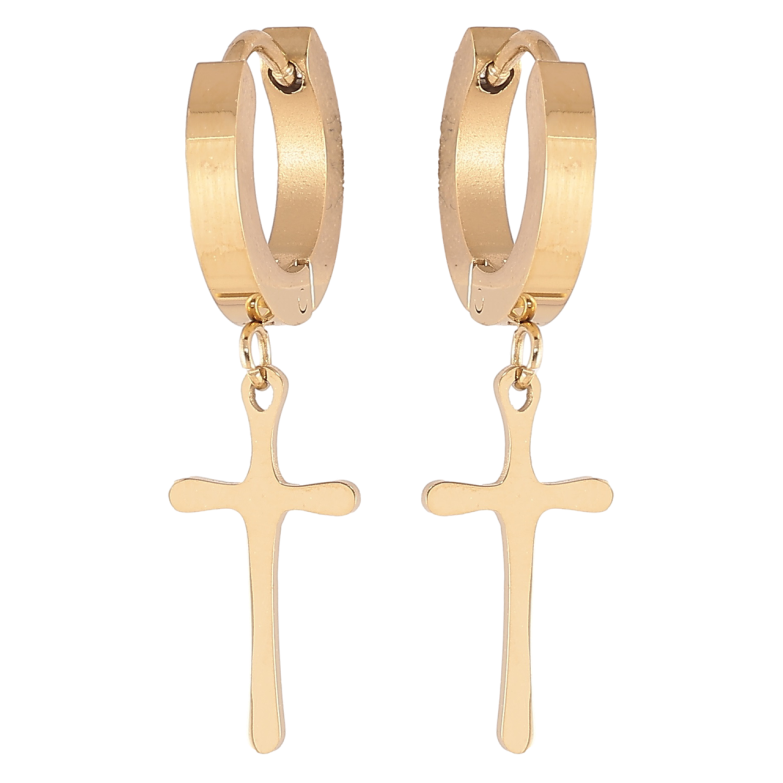 Серьги Xuping TTM Stainless Steel цвет 14К подвески на колечках Крестики фото №8