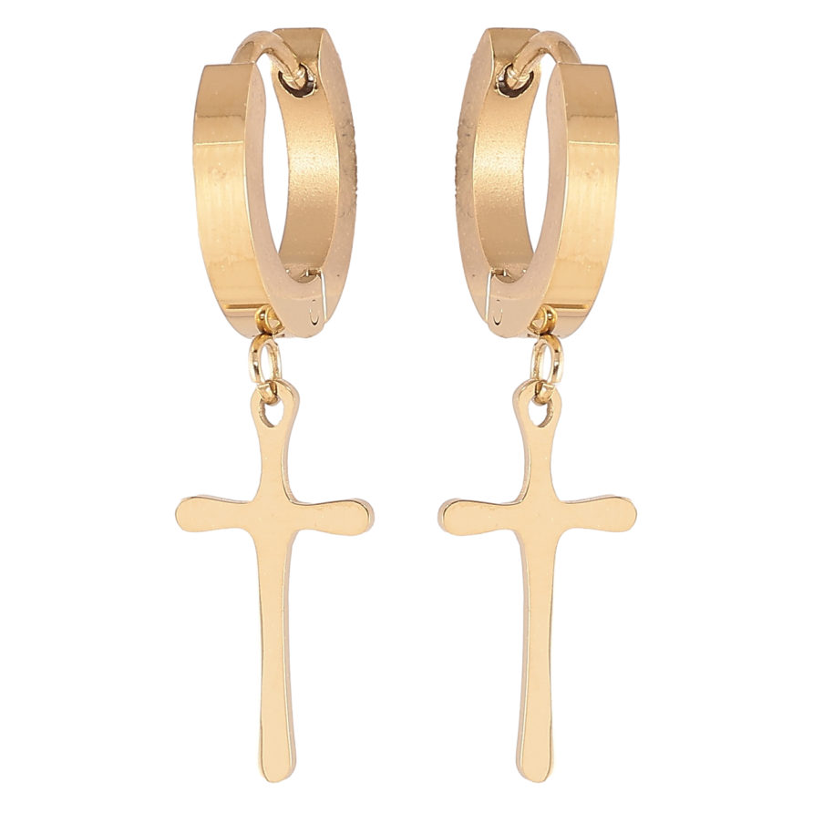 Серьги Xuping TTM Stainless Steel цвет 14К подвески на колечках Крестики фото №1