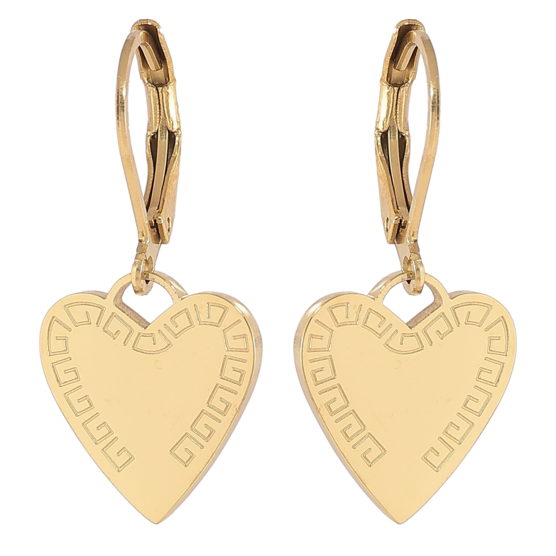 Сережки Xuping TTM Stainless Steel колір 14К французький замок «Сердечка з візерунком» фото №15