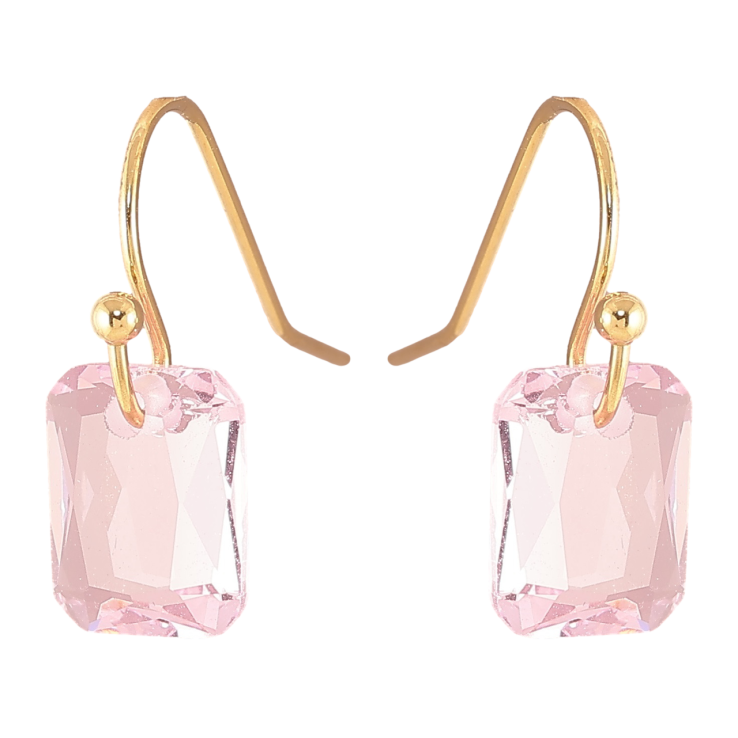 Сережки Xuping TTM Stainless Steel колір 14К французький замок «Рожеві кришталеві підвіски» фото №6