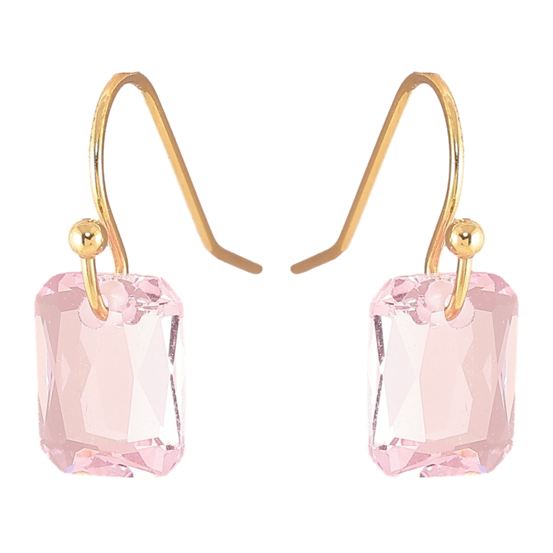 Сережки Xuping TTM Stainless Steel колір 14К французький замок «Рожеві кришталеві підвіски» фото №18