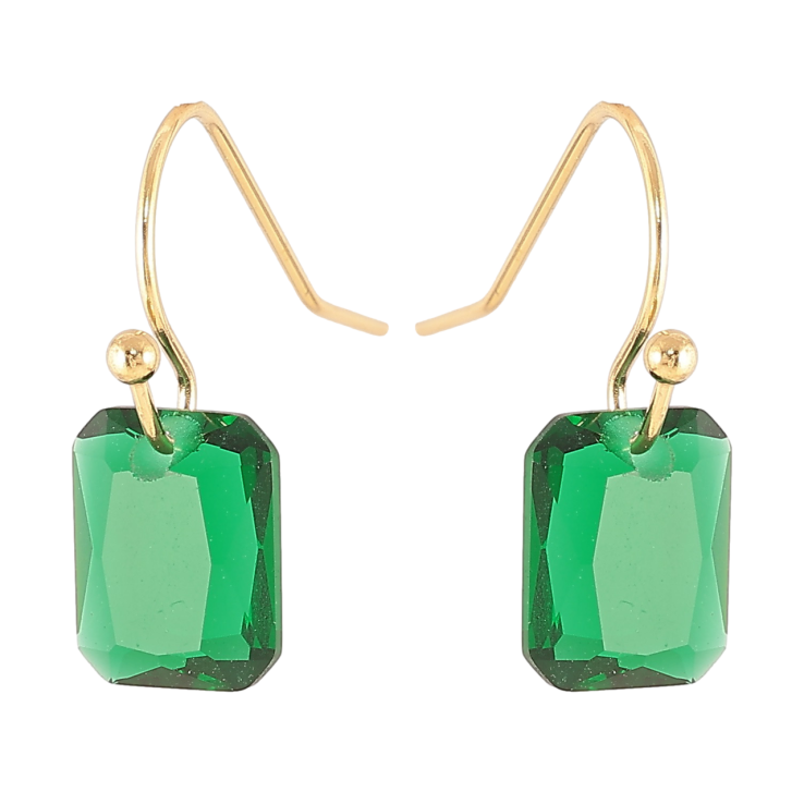 Сережки Xuping TTM Stainless Steel колір 14К французький замок «Зелені кришталеві підвіски» фото №25