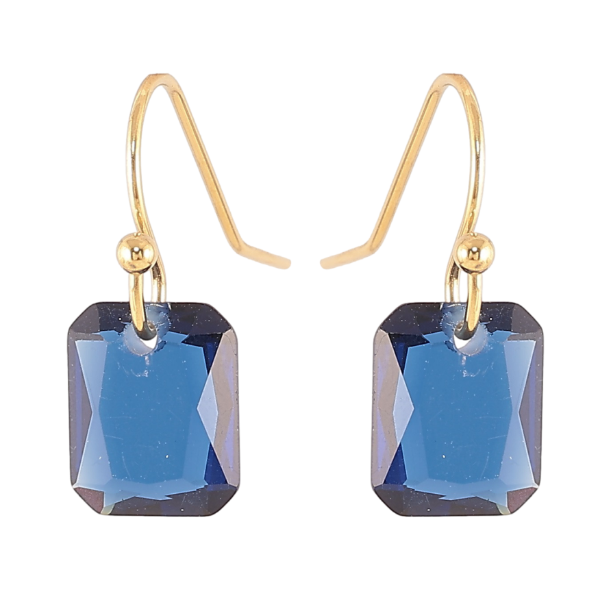 Сережки Xuping TTM Stainless Steel колір 14К французький замок «Сині кришталеві підвіски» фото №1