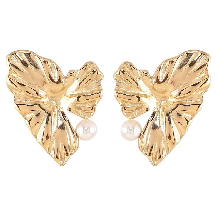 Серьги Xuping TTM Stainless Steel цвет 14К пусеты Декоративные сердечки с жемчужинами фото №15