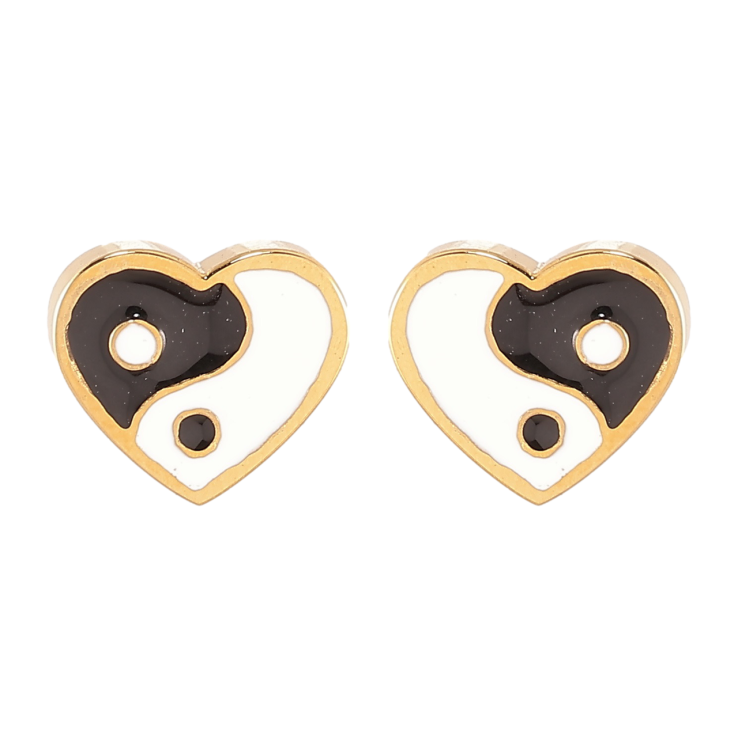 Серьги Xuping TTM Stainless Steel цвет 14К пусеты Сердечки Инь Ян фото №24