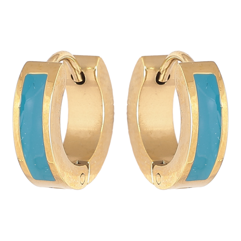 Сережки Xuping TTM Stainless Steel колір 14К колечка «Візерунок блакитною емаллю» фото №18