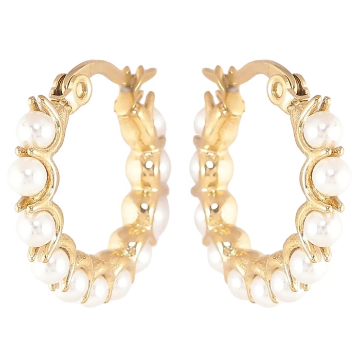 Серьги Xuping TTM Stainless Steel цвет 14К замок-булавка Кольца с жемчугом фото №3