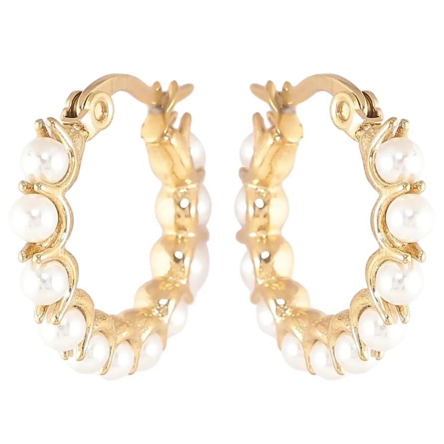 Серьги Xuping TTM Stainless Steel цвет 14К замок-булавка Кольца с жемчугом фото №1