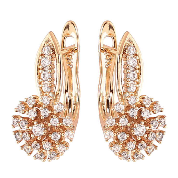 Серьги Xuping Позолота 18K английский замок Цветочки с инкрустацией цирконием фото №12