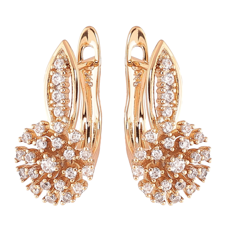 Серьги Xuping Позолота 18K английский замок Цветочки с инкрустацией цирконием фото №1