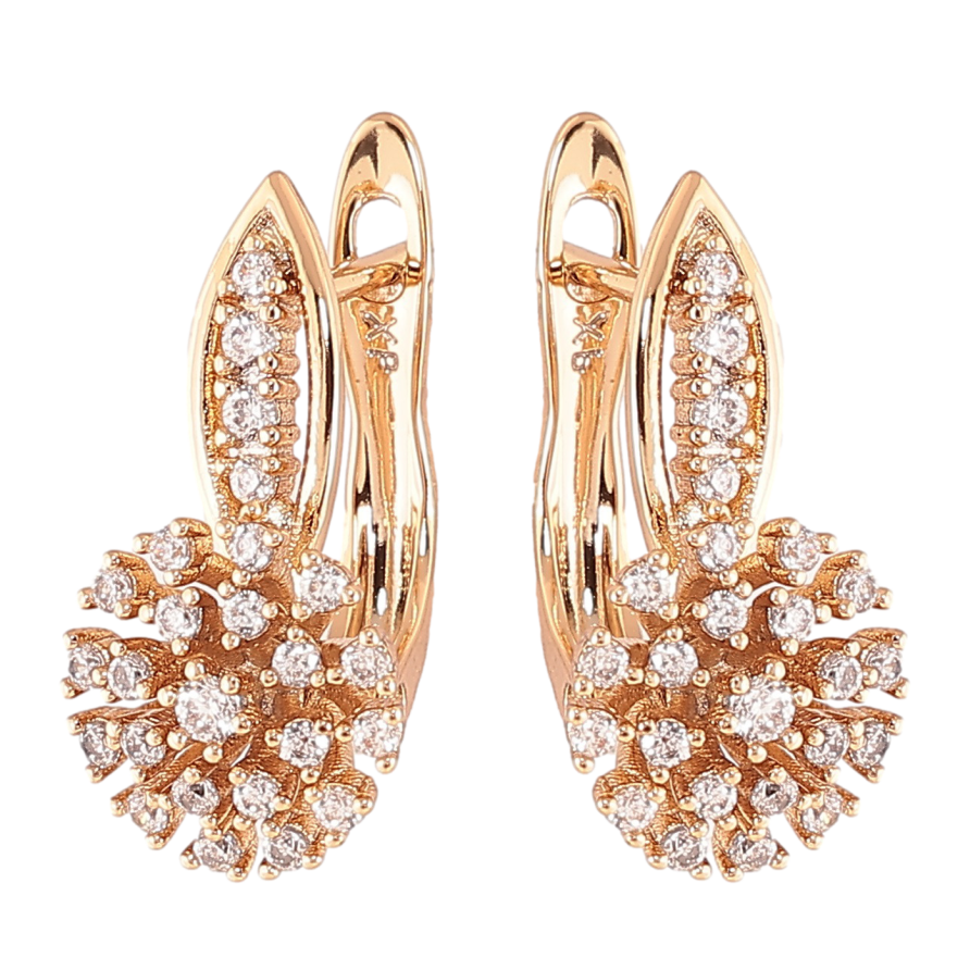 Серьги Xuping Позолота 18K английский замок Цветочки с инкрустацией цирконием фото №1