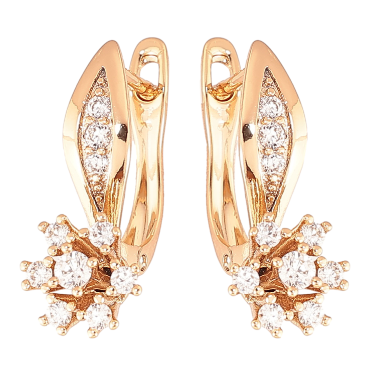 Сережки Xuping Позолота 18K англійський замок «Квіточки з цирконієм» фото №4