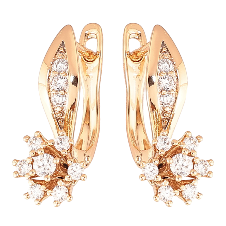 Серьги Xuping Позолота 18K английский замок Цветочки с цирконием фото №12