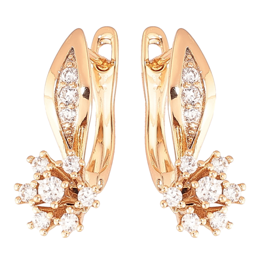 Сережки Xuping Позолота 18K англійський замок «Квіточки з цирконієм» фото №1