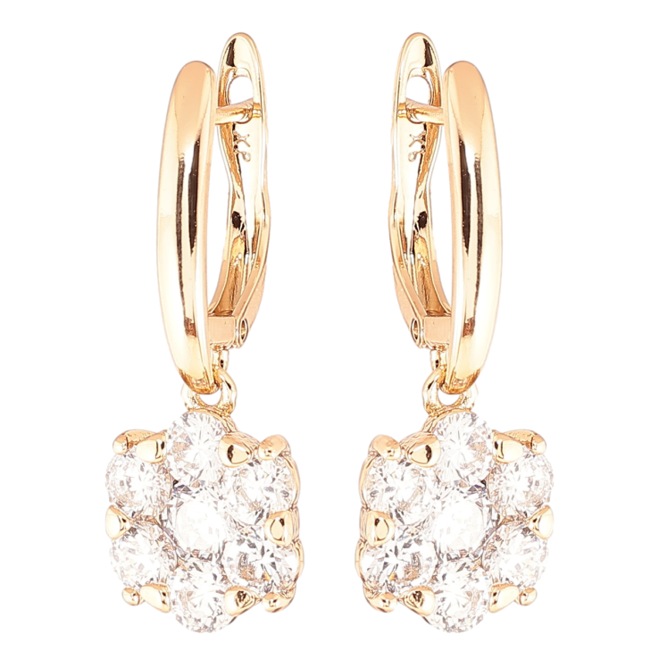 Серьги Xuping Позолота 18K английский замок Кристальные цветочки фото №4