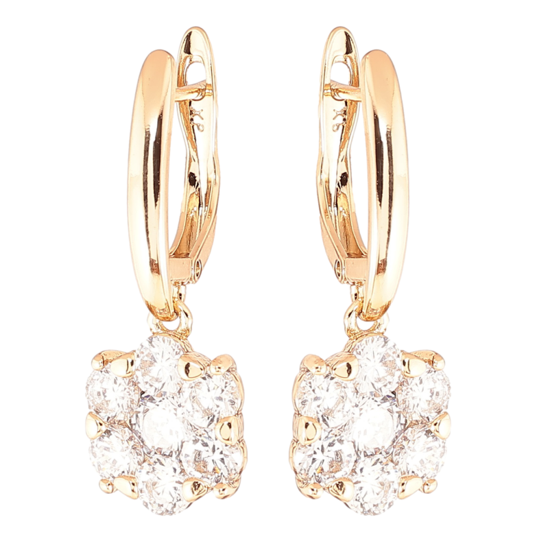 Серьги Xuping Позолота 18K английский замок Кристальные цветочки фото №1