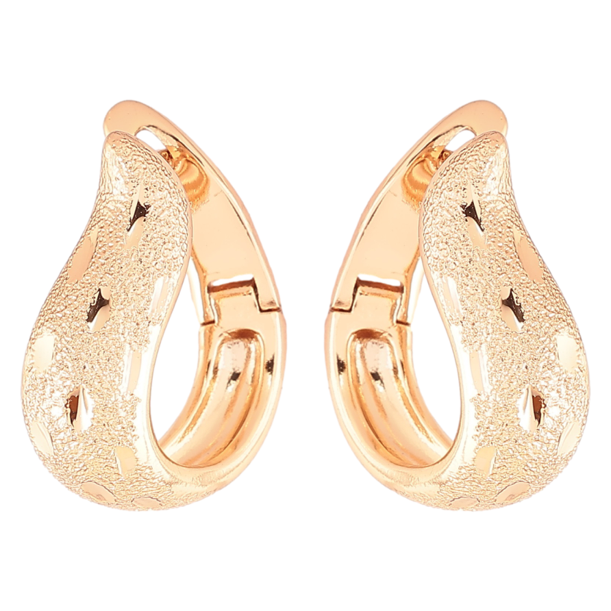 Сережки Xuping Позолота 18K англійський замок «Візерунок шагренью з насічками» фото №1