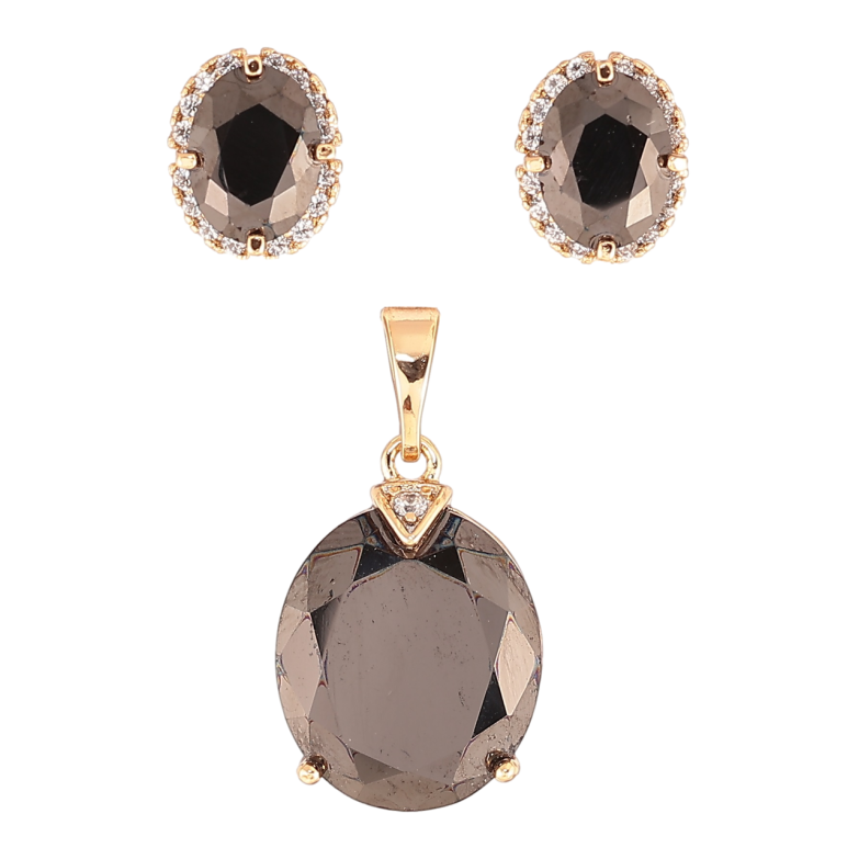 Набор Xuping Позолота 18K Серьги Кулон Черные фианиты фото №1