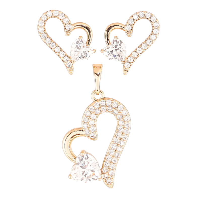 Набор Xuping Позолота 18K Серьги Кулон Сердечки с цирконием фото №1