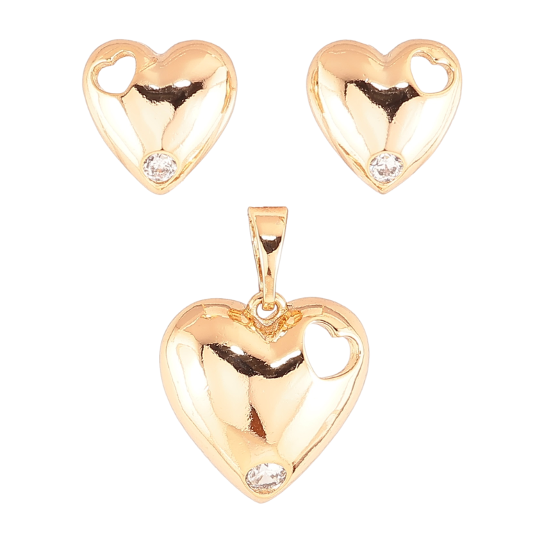 Набор Xuping Позолота 18K Серьги Кулон Сердечки с цирконием фото №1