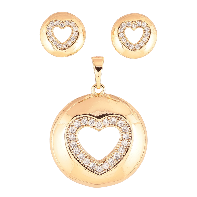 Набор Xuping Позолота 18K Серьги Кулон Сердечки с цирконием фото №1