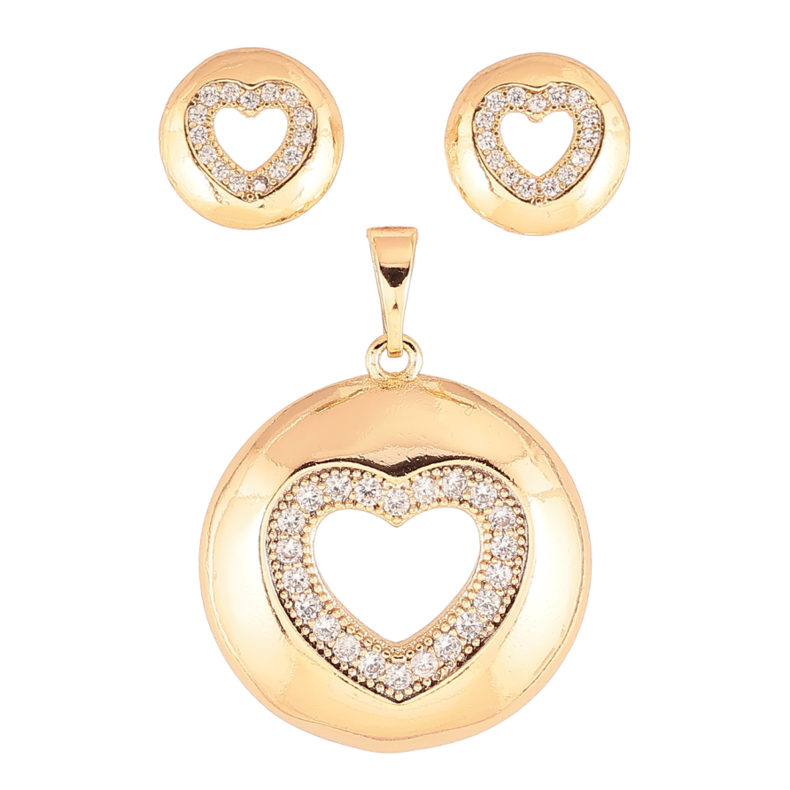 Набір Xuping Позолота 18K Сережки Кулон «Сердечка з цирконієм» фото №1