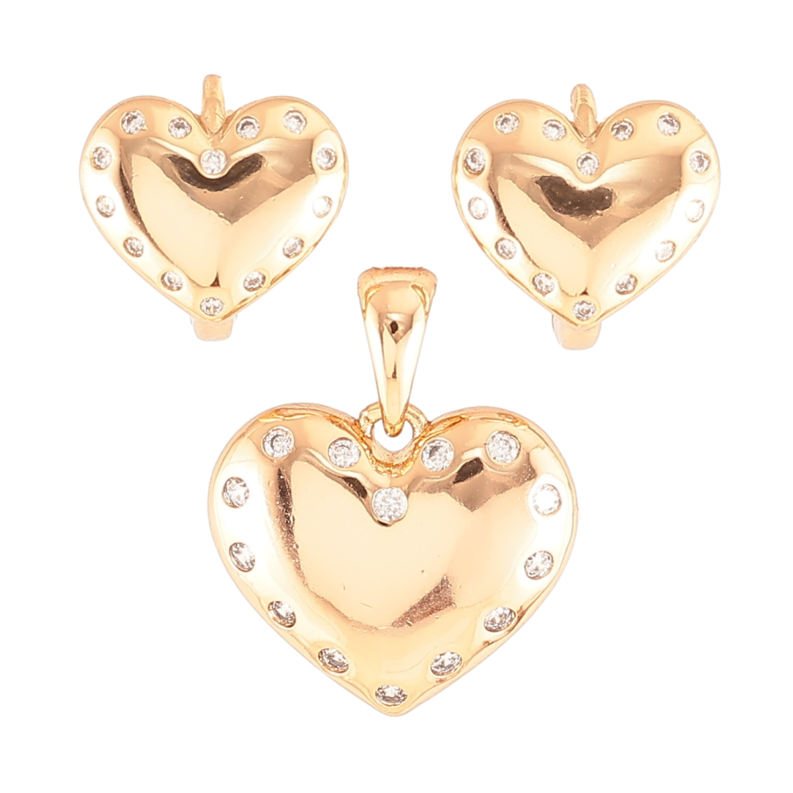 Набор Xuping Позолота 18K Серьги Кулон Сердечки с цирконием фото №1