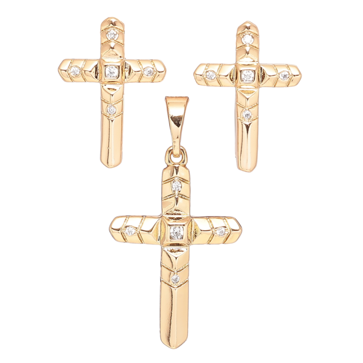 Набір Xuping Позолота 18K Сережки Кулон «Хрестики з цирконієм» фото №4