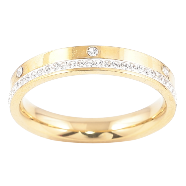 Каблучка Xuping TTM Stainless Steel Колір 14К «Доріжка цирконію, шир. 3.5мм» фото №14