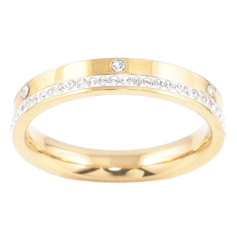 Кольцо Xuping TTM Stainless Steel Цвет 14К Дорожка циркония, шир. 3.5мм фото №1